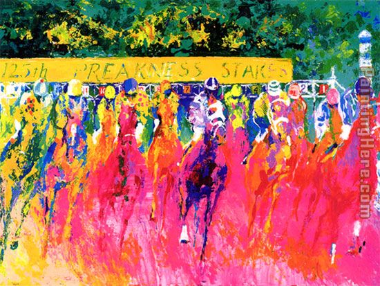 125th Preakness Stakes painting - Leroy Neiman 125th Preakness Stakes art painting